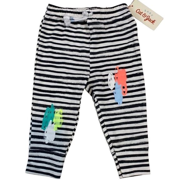 Cat & Jack Joggers Striped Neon 6-9 Months NWT - Picture 1 of 4